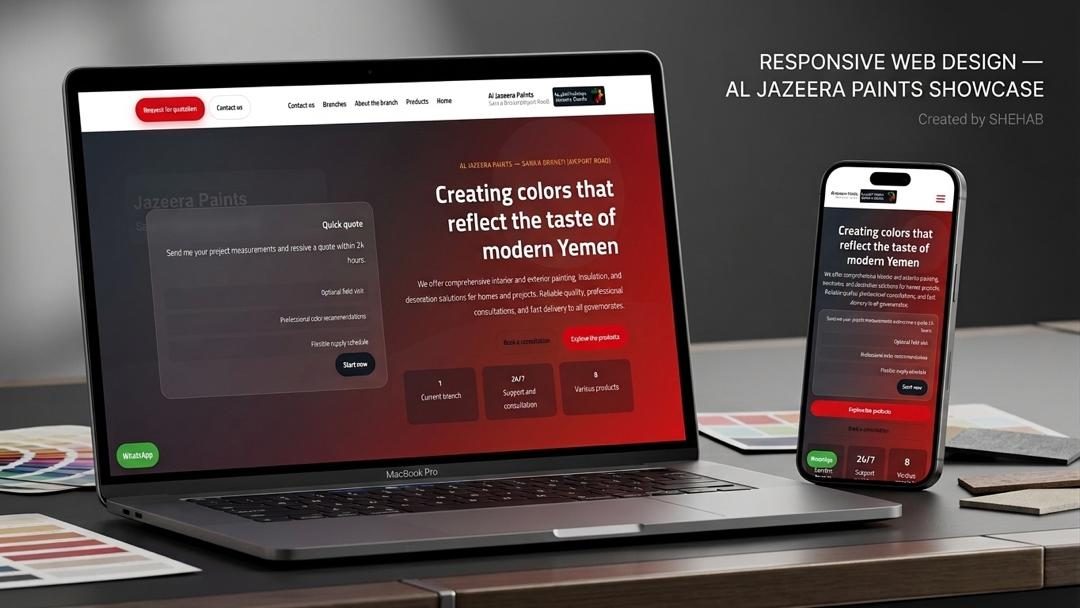 Al Jazeera Paints website preview on desktop and mobile